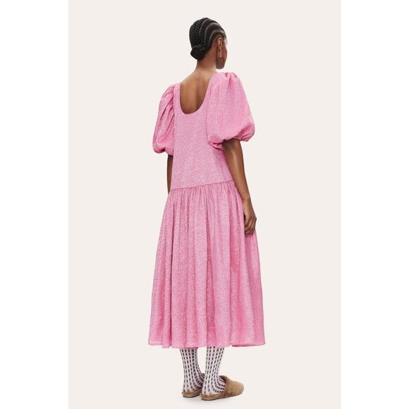 Stine Goya Amelia Dusty Pink Sequin Babydoll Puff Sleeve Midi Dress Size S NWT - Picture 2 of 7